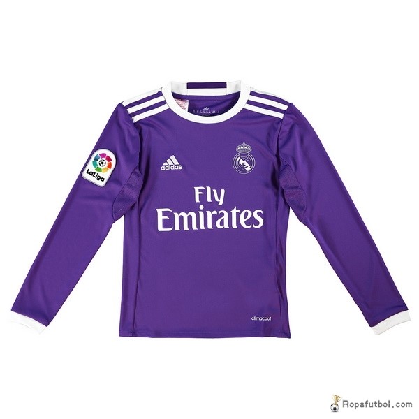 Camiseta Real Madrid Replica Segunda Ropa ML Niños 2016/17 Purpura